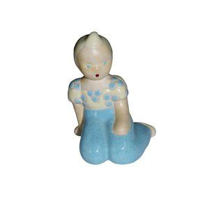 Small, Vintage Ceramic Little Girl with Short Hair Figurine